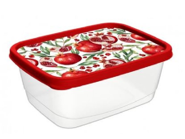 Контейнер для продуктов прямоугольный 0,85л с декором (красный)